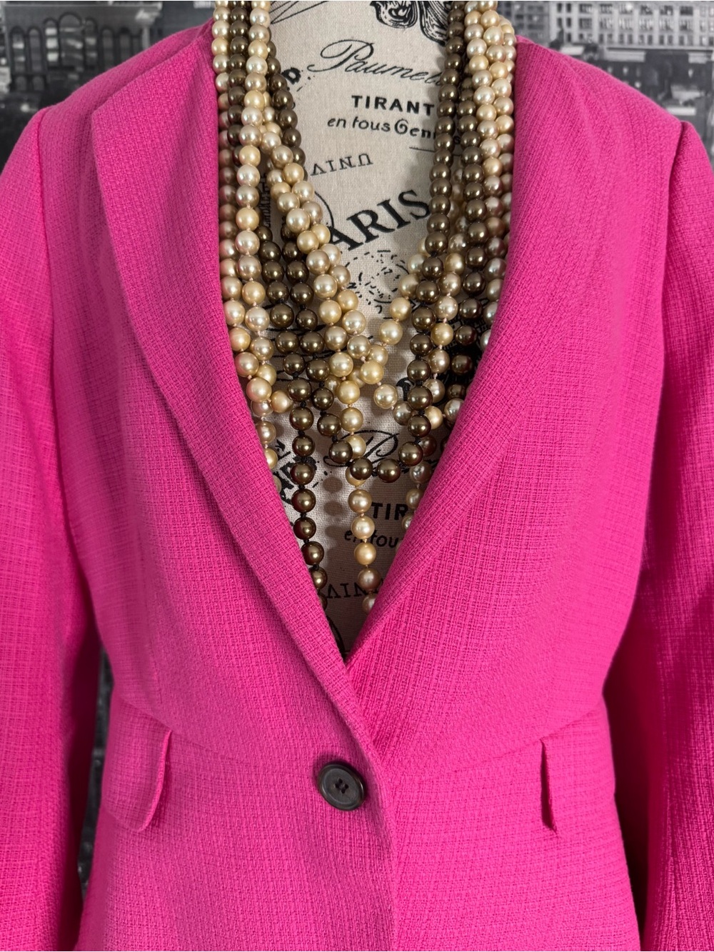 Ann Taylor Textured Blazer in Vibrant Hot Pink - Picture 3 of 11